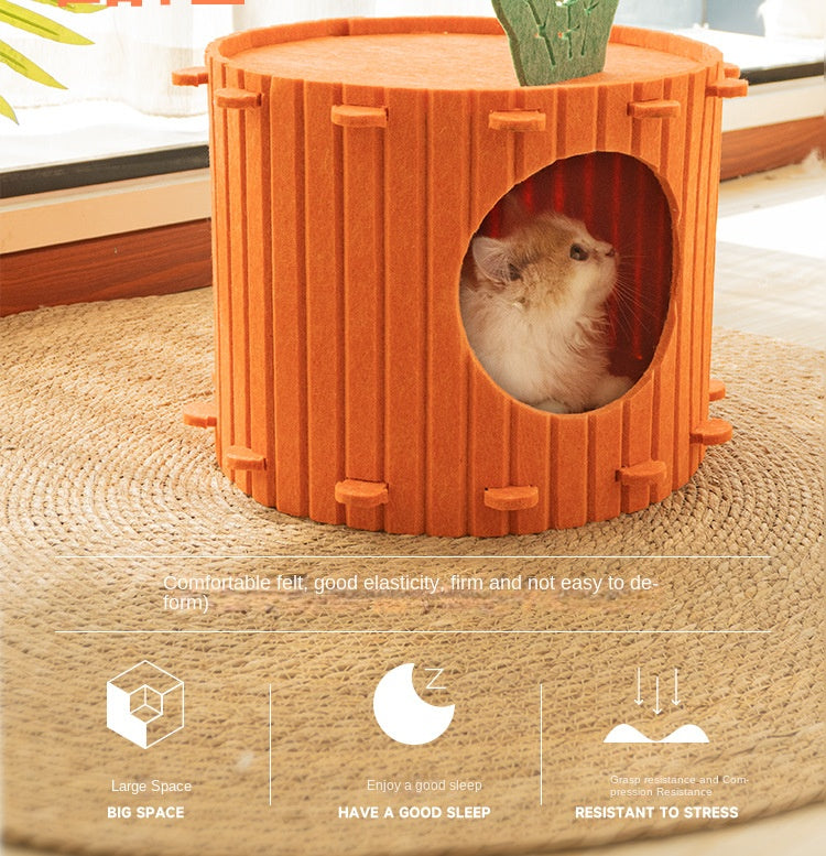 SnortSquad - Carrot Cat Nest: Adorable & Cozy Feline Retreat