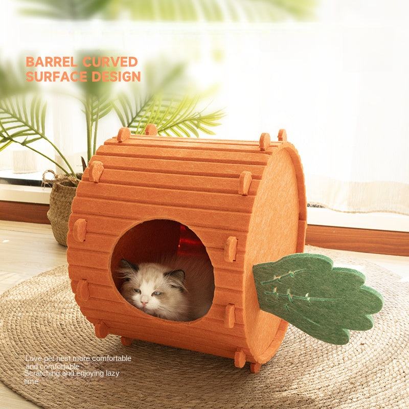 SnortSquad - Carrot Cat Nest: Adorable & Cozy Feline Retreat
