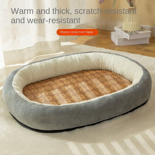 SnortSquad - Cat & Dog Bed Rattan Woven Mat: Cozy & Stylish Cat Furniture