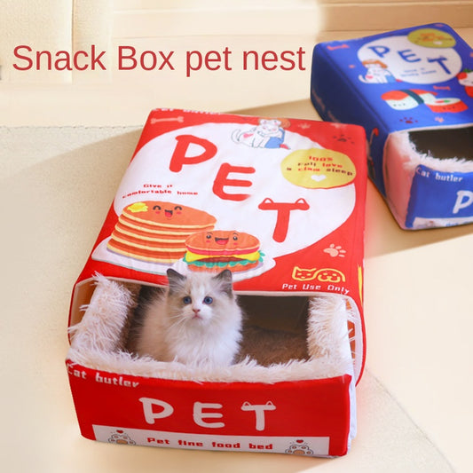 SnortSquad - Snack Box Cat Nest: Fun & Cozy Pet Retreat