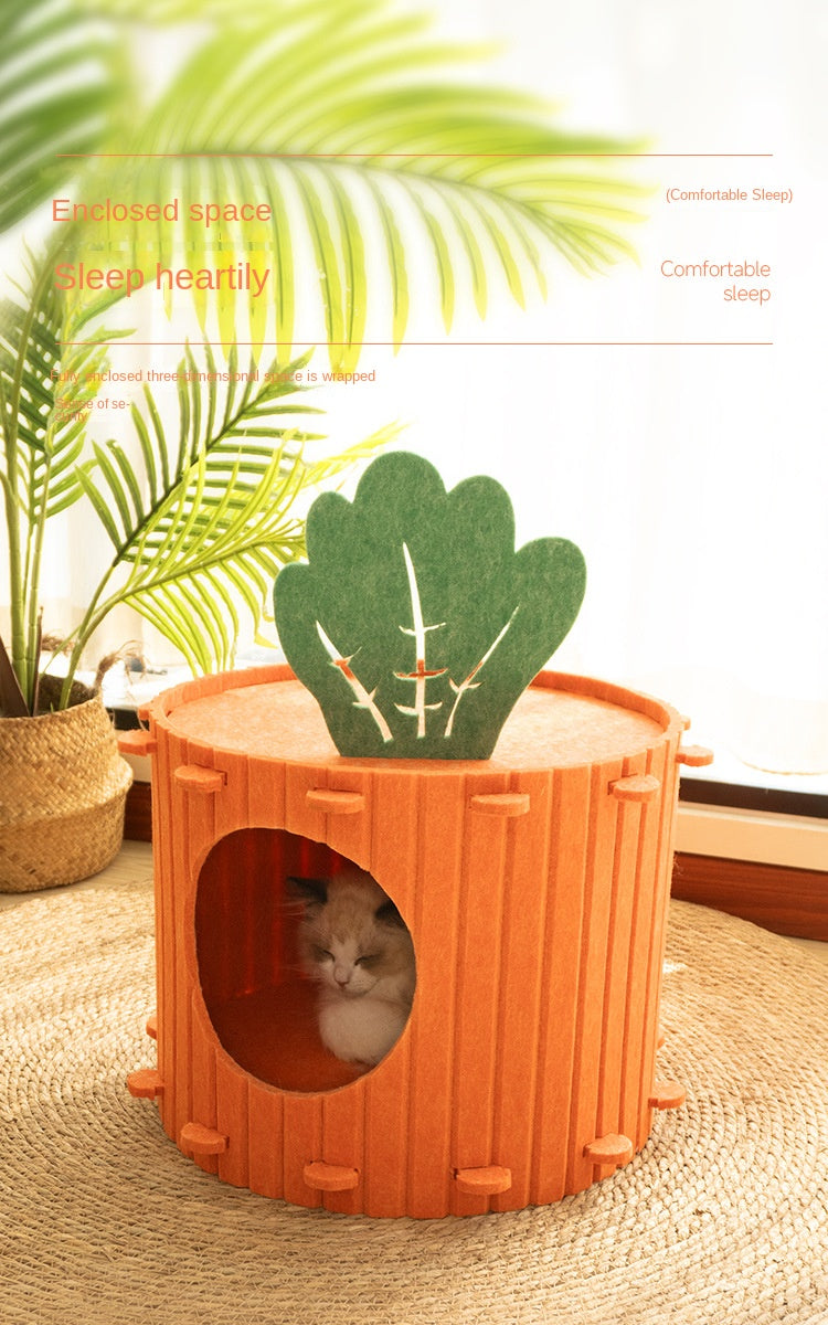 SnortSquad - Carrot Cat Nest: Adorable & Cozy Feline Retreat