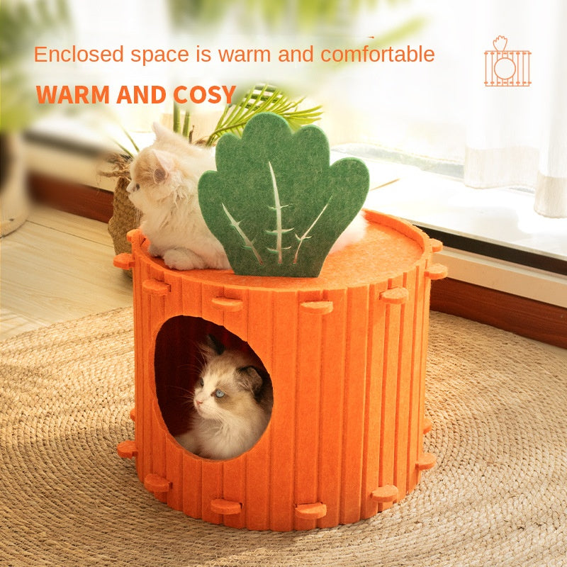 SnortSquad - Carrot Cat Nest: Adorable & Cozy Feline Retreat