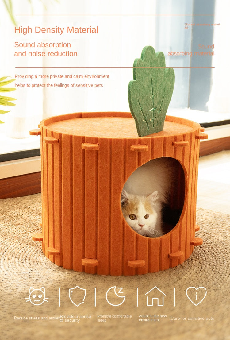 SnortSquad - Carrot Cat Nest: Adorable & Cozy Feline Retreat