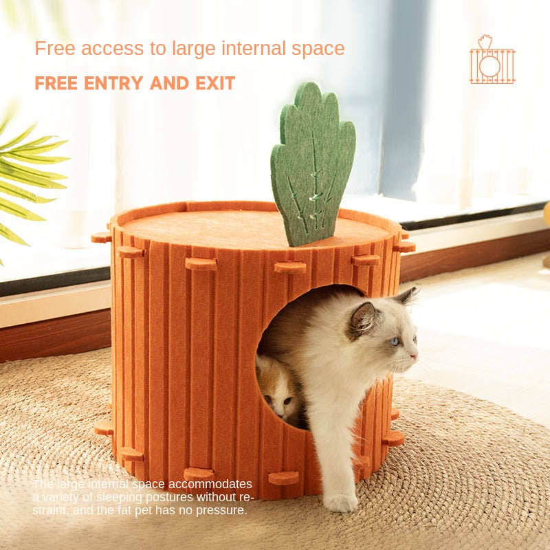 SnortSquad - Carrot Cat Nest: Adorable & Cozy Feline Retreat