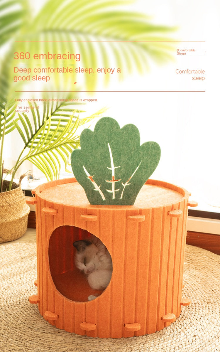 SnortSquad - Carrot Cat Nest: Adorable & Cozy Feline Retreat