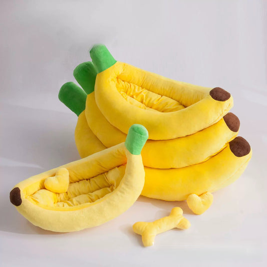 SnortSquad - Banana Shaped Pet Bed: Adorable & Comfortable Pet Retreat